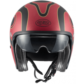 PREMIER CASCO JET VINTAGE EVO BL92 BM MATT BLACK/RED